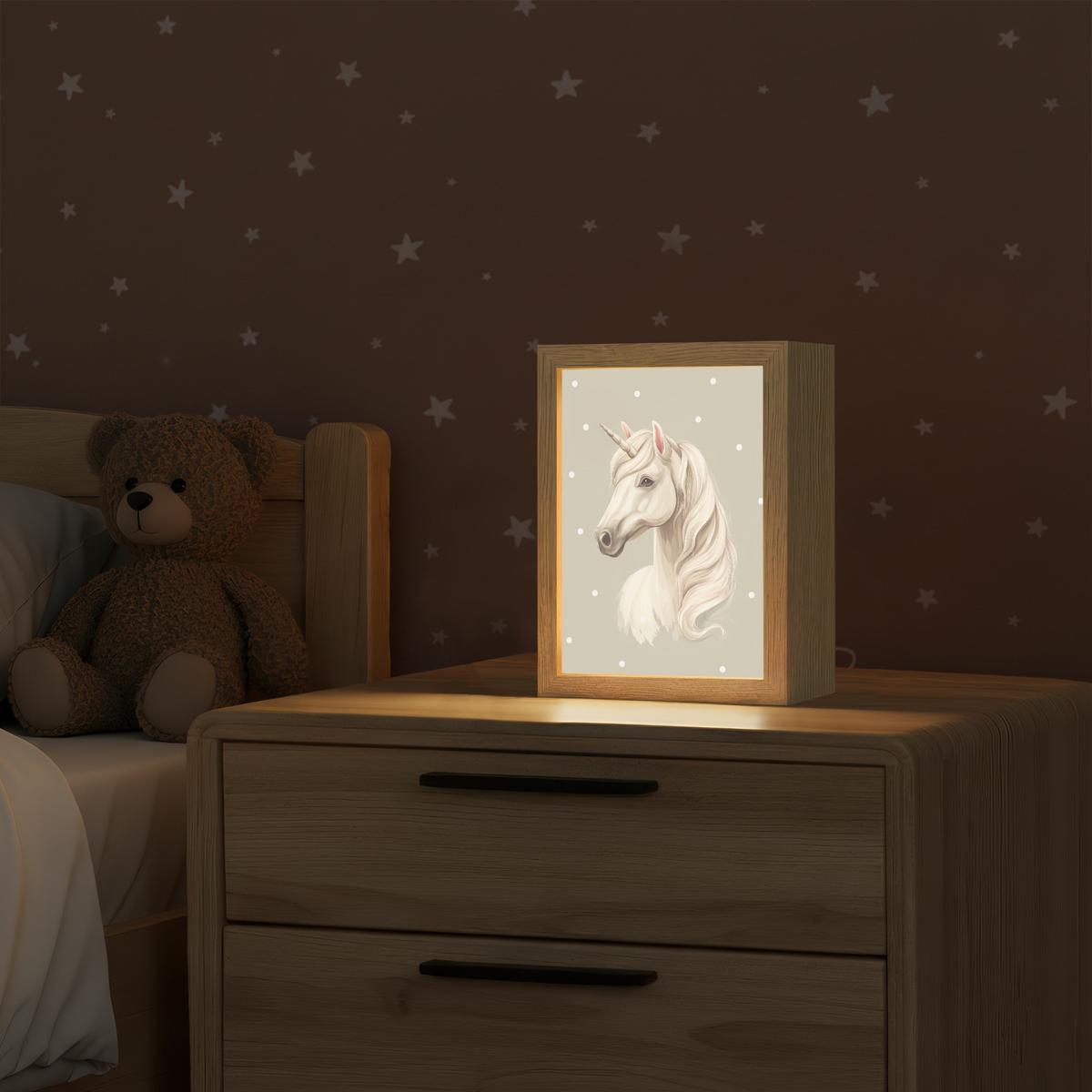 WANDLEUCHTE Einhorn - Weiß - Punkte 15x20 cm - Taupe, Holzwerkstoff (15/20/8cm) - OnlyWow