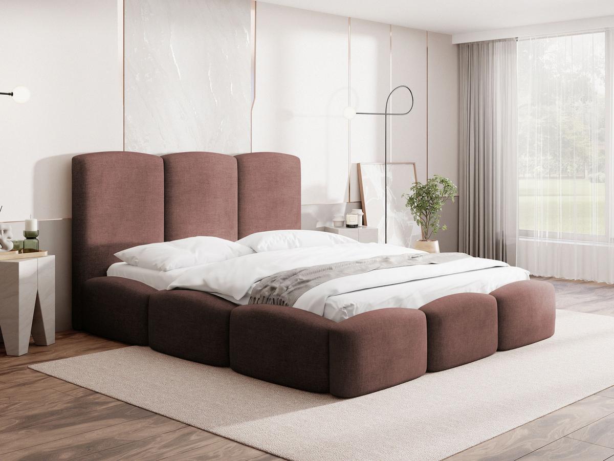 POLSTERBETT Harmony mit Bettkasten & Lattenrost in Altrosa Chenille 200 x 200 cm - Birkefarben/Altrosa, Holzwerkstoff/Kunststoff (200/200cm) - WFL GROUP