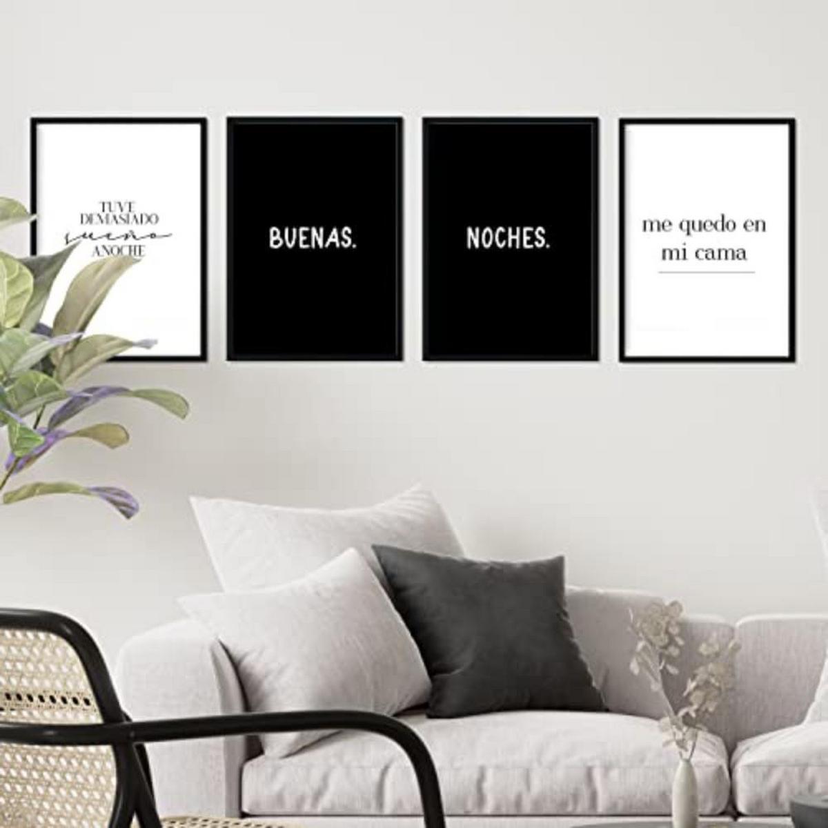 POSTER Set mit 4 Nacht TypografieStil A3 Weißer Rahmen - Weiß, Papier (29.7/3cm) - Nacnic