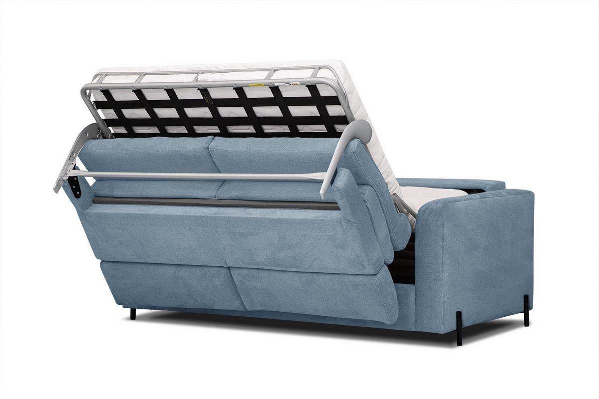 SOFA MEZO 3-Sitzer mit Schlaffunktion, blau - Blau/Schwarz, Holz/Textil (232/90/107cm) - Wozimo