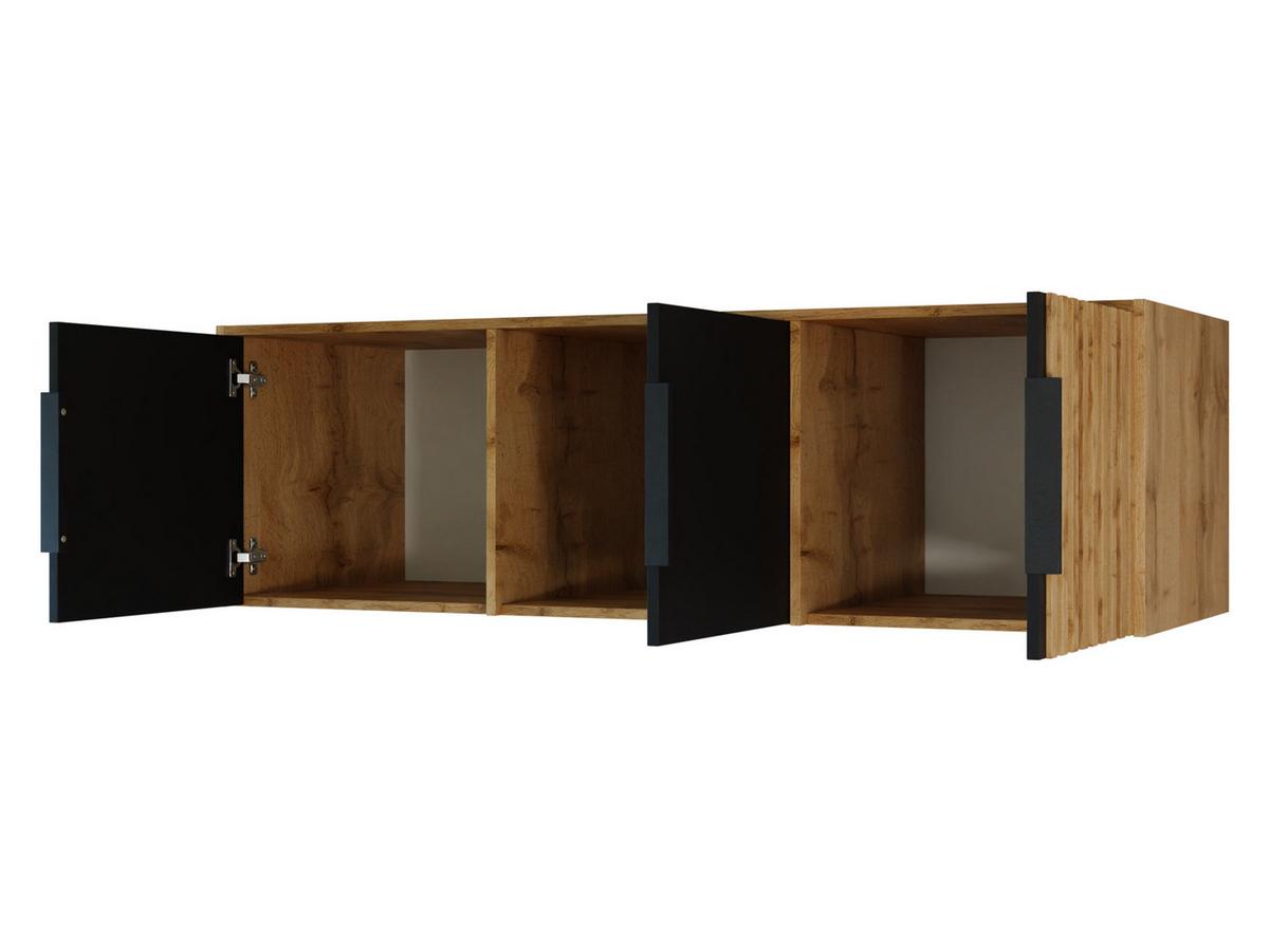 KLEIDERSCHRANK Bali Lux D3 mit Schrankaufsatz - Schwarz/Braun, Holzwerkstoff/Metall (150/245/58cm) - MIRJAN24