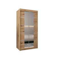 SCHWEBETÜRENSCHRANK 200/100/62 2-türig - Silberfarben/Eiche Artisan, Holz/Kunststoff (100/200/62cm) - MÖBEL KRYSPOL