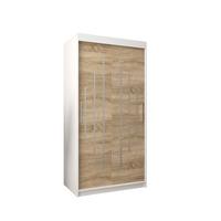 SCHWEBETÜRENSCHRANK 200/100/62 2-türig - Silberfarben/Weiß, Holz/Kunststoff (100/200/62cm) - Abiks Möbel