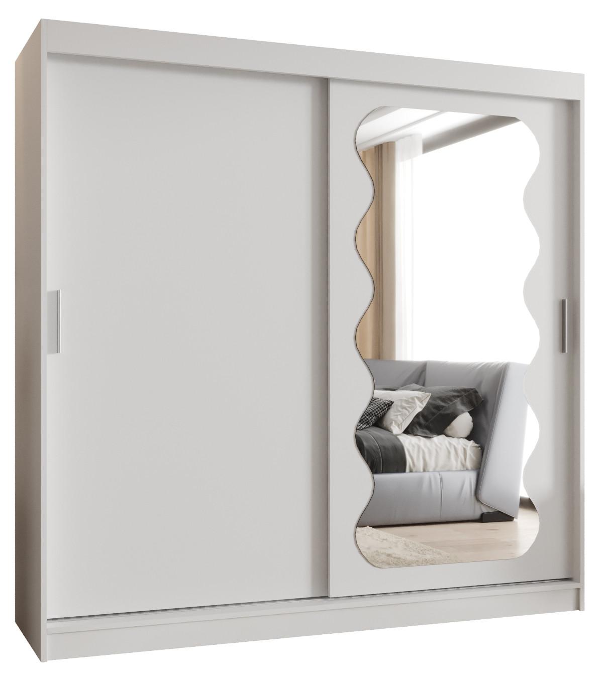 SCHIEBETÜRENSCHRANK mit Spiegel ULTRA 200/200/62 2-türig - Silberfarben/Weiß, Holz (200/200/62cm) - MÖBEL KRYSPOL