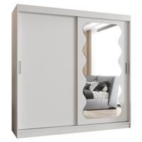 SCHIEBETÜRENSCHRANK mit Spiegel ULTRA 200/200/62 2-türig - Silberfarben/Weiß, Holz (200/200/62cm) - MÖBEL KRYSPOL