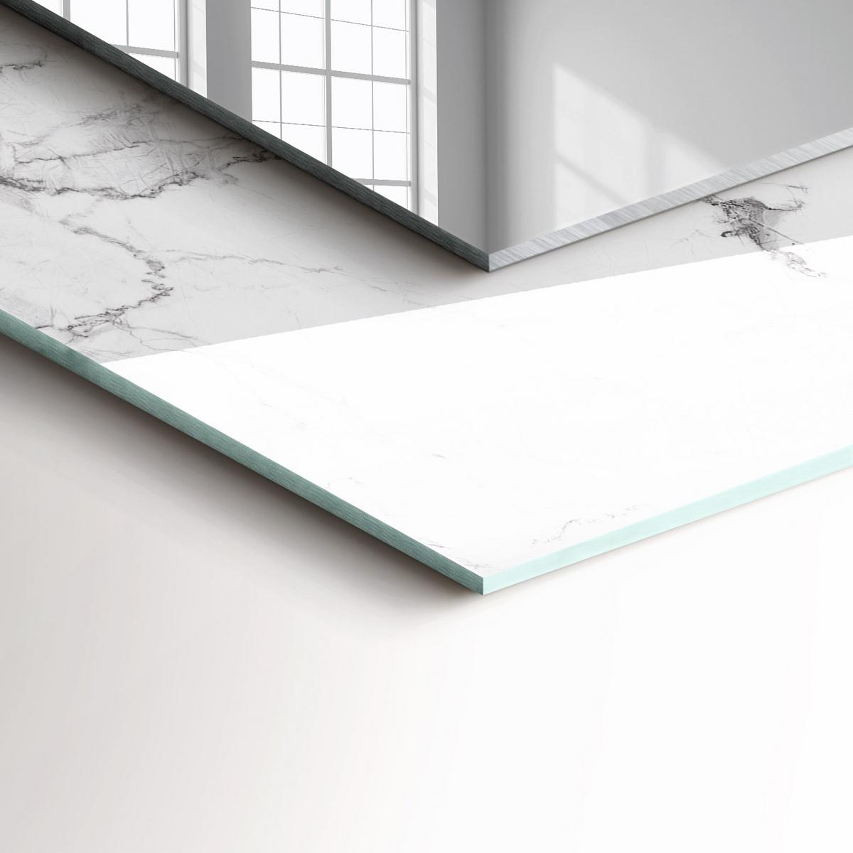 SPIEGEL 80 x 60 cm Rechteckig mit Aufdruck - Weiß, Glas (80/60/0.4cm) - TULUP
