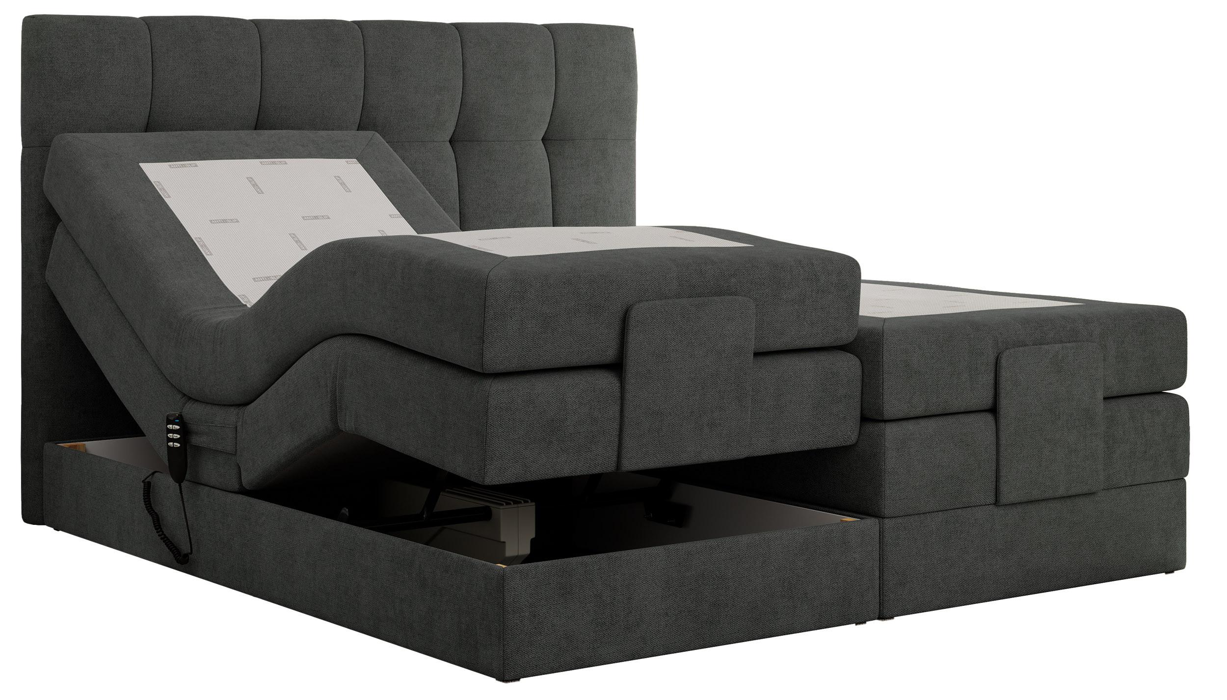 BOXBETT VITTORIA 200/200 - Dunkelgrau Struktur - H3 - Dunkelgrau, Holz/Textil (200/200cm) - MKS