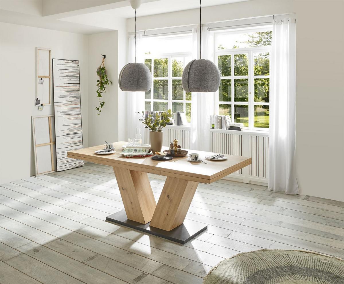 ESSTISCH ausziehbar Elena 180x90x76 Asteiche - Schwarz/Braun, Holzwerkstoff (180/90/76cm) - 58aufmkessel