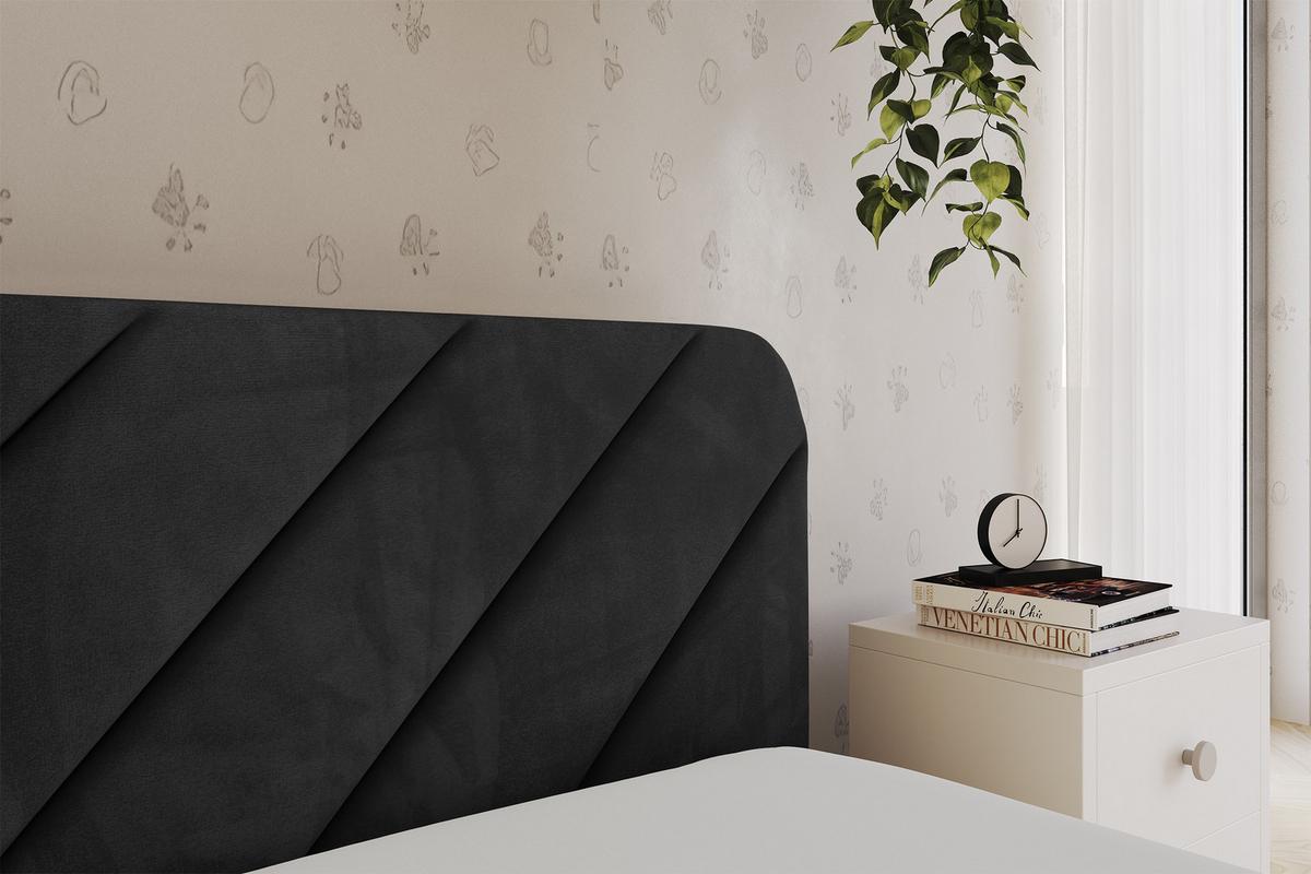EINZELLBETT Jugendbett mit Bettkasten, Links - FIKY 80x200 Schwarz - Schwarz, Holzwerkstoff/Textil (80/200cm) - ALTDECOR