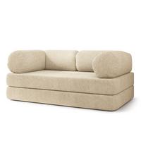 BETTSOFA EIREN aus Schaumstoff Bucle-Stoff Creme Schlaffunktion - Creme, Textil (170/68/80cm) - MASSENO