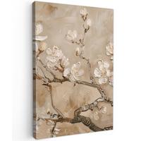 LEINWANDBILD Blumen - Modern - Beige - Weiß - Blüte Deko Groß 90x140 cm - Beige, Textil (90/140cm) - MuchoWow