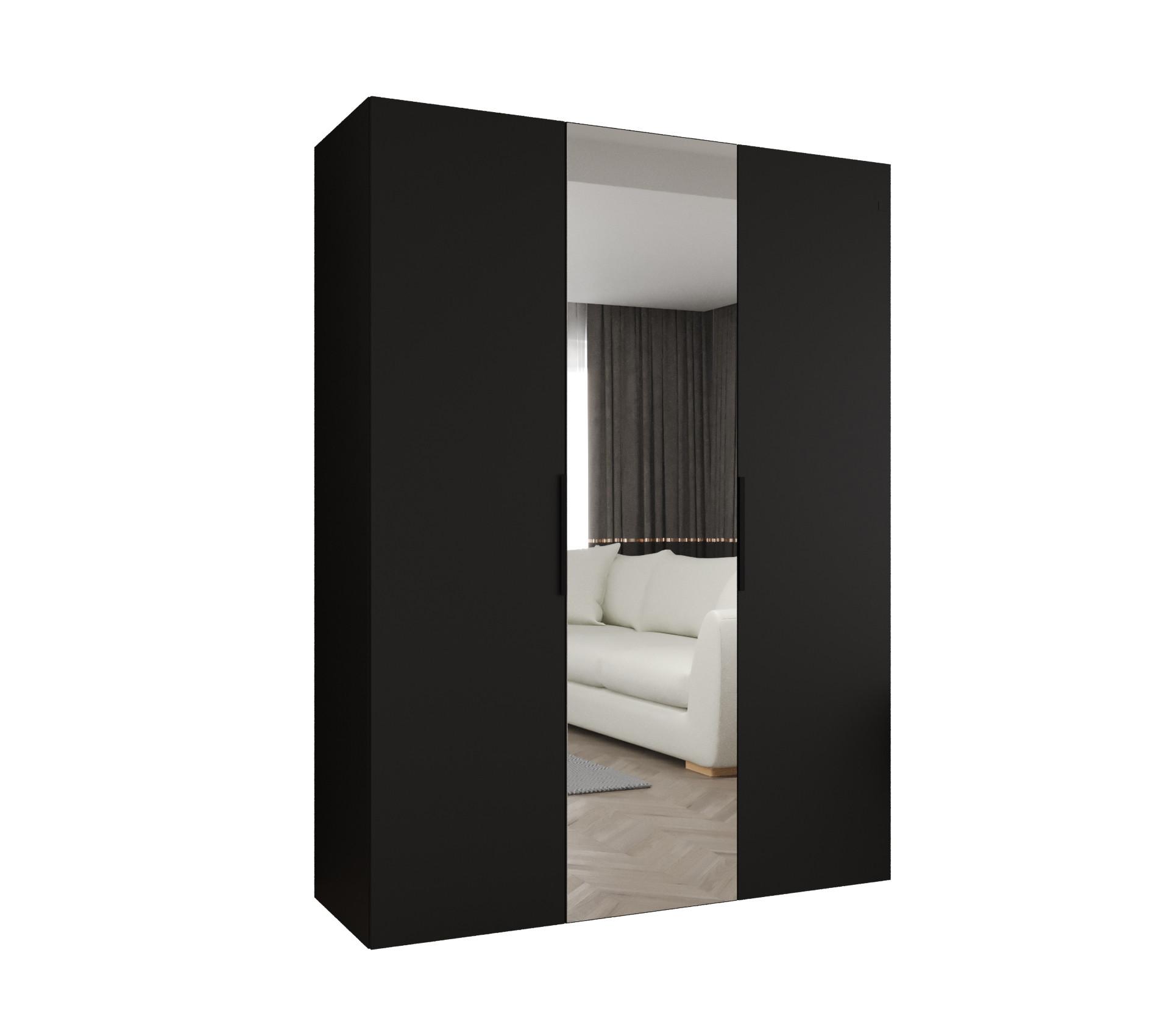 DREHTÜRENSCHRANK 202/150/52 3-türig - Kaschmir/Schwarz, Holz (150/202/52cm) - MÖBEL KRYSPOL