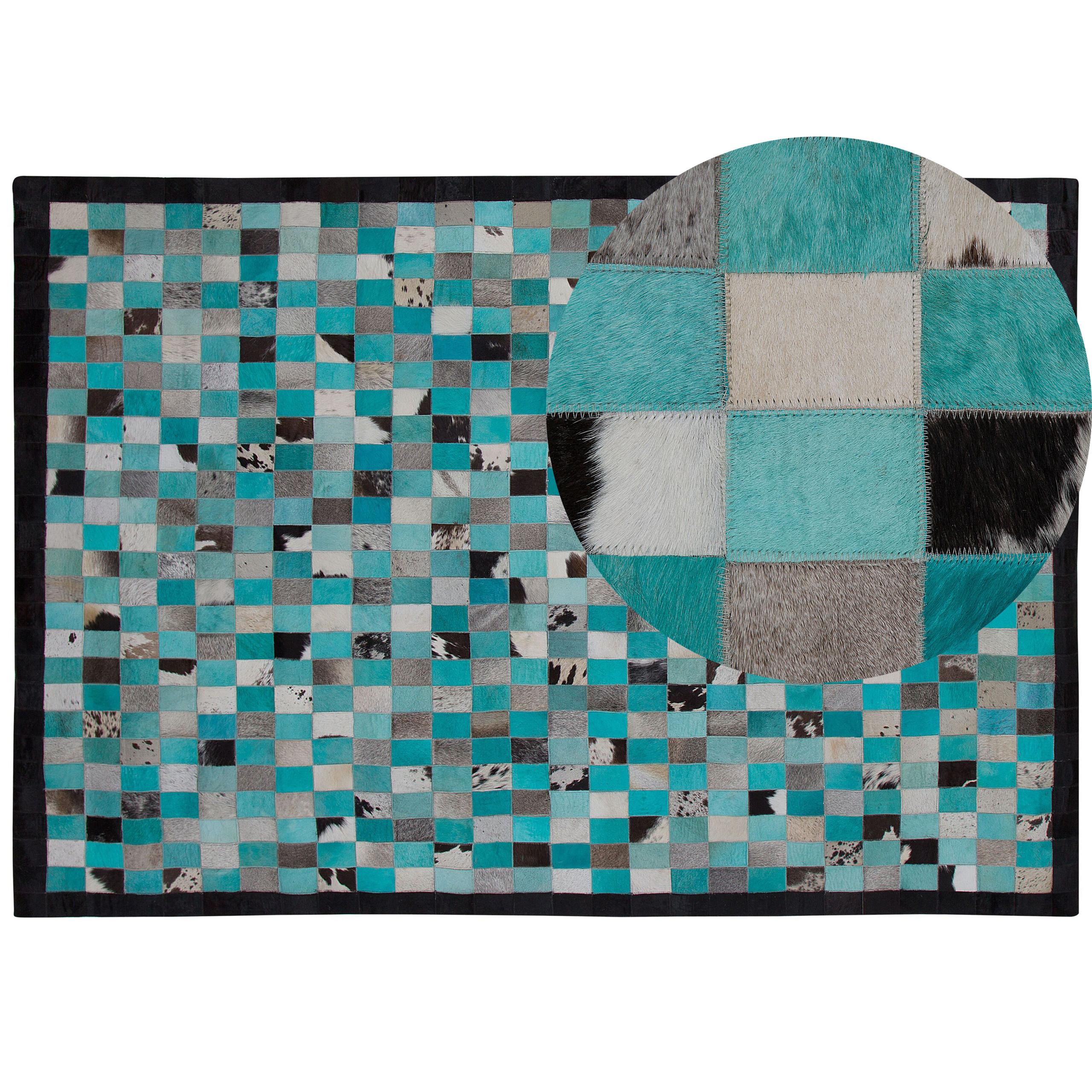 KURZFLOR-TEPPICH Nikfer 230/160 cm - Blau, Fell (160/230cm) - Beliani