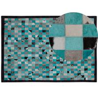 KURZFLOR-TEPPICH Nikfer 230/160 cm - Blau, Fell (160/230cm) - Beliani
