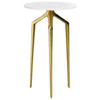 BEISTELLTISCH Marmor weiß/gold rund 30 cm Tilpa - Goldfarben/Weiß, Stein (30/30/54cm) - Beliani