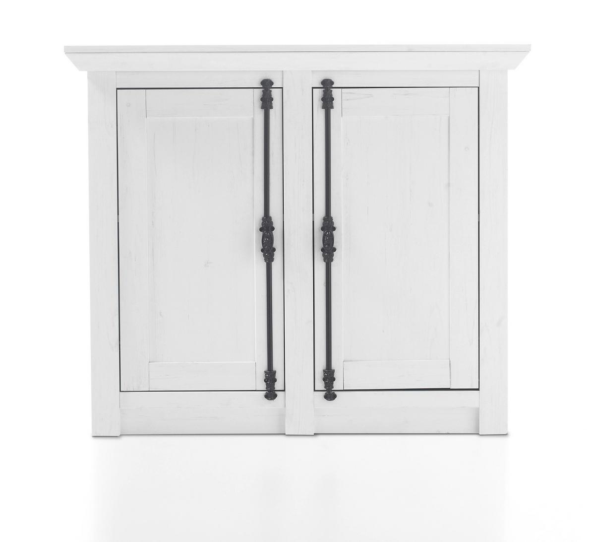KOMMODE Pinie weiß 105 x 90 cm, Schuhschrank Landhaus-Stil - Schwarz/Weiß, Holzwerkstoff/Metall (105/90/45cm) - Furn.Design