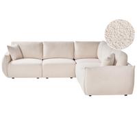 ECKSOFA Modul 5-Sitzer Bouclé Cremeweiß linksseitig Mesnali - Creme, Textil (268/268cm) - Beliani