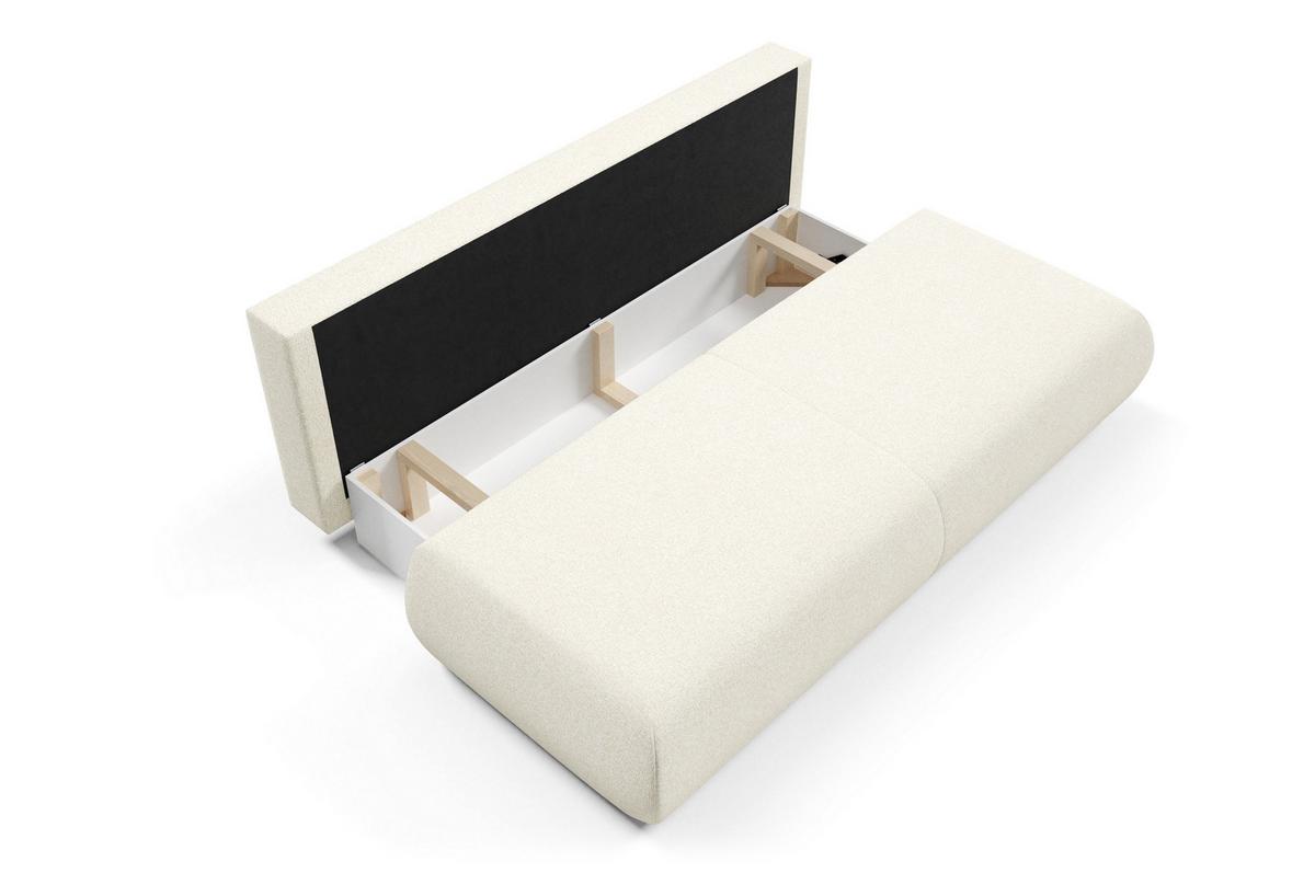 BETTSOFA DELTA Ecru Geflochtener Stoff mit Schlaffunktion - Ecru, Holz (214/74/100cm) - MASSENO