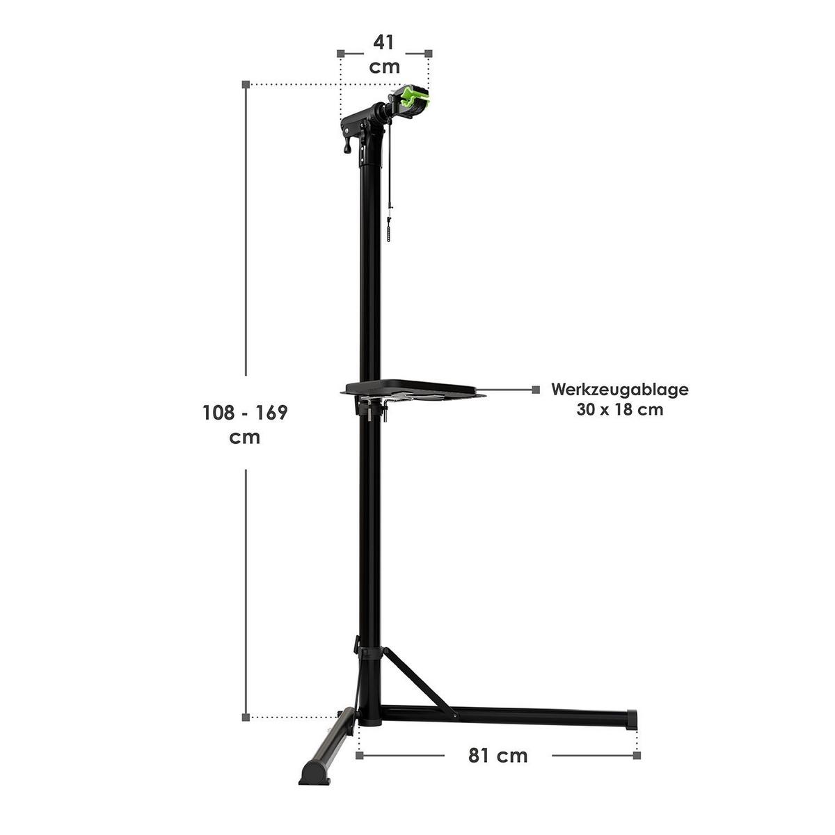 FAHRRADSTÄNDER Reparaturständer Belastbarkeit bis 50 kg klappbar - Schwarz, Metall (81/169/41cm) - Juskys