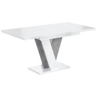ESSTISCH ausziehbar 120 -160x90x75 cm - Hochglanz Weiß/Betonoptik - INEY - Weiß Hochglanz, Holzwerkstoff (120/90/75cm) - ALTDECOR