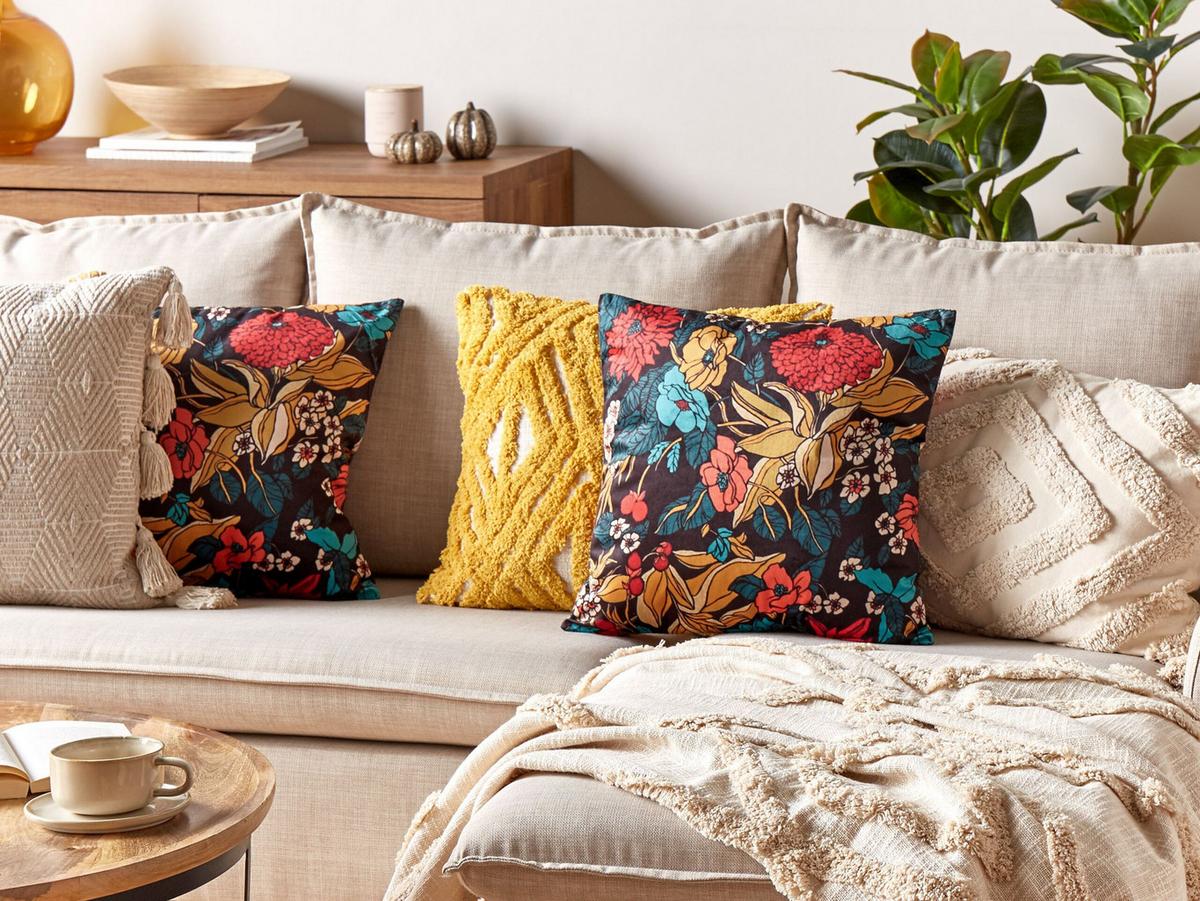 DEKOKISSEN Bunt 45/45 cm Protea - Multicolor, Textil (45/45cm) - Beliani