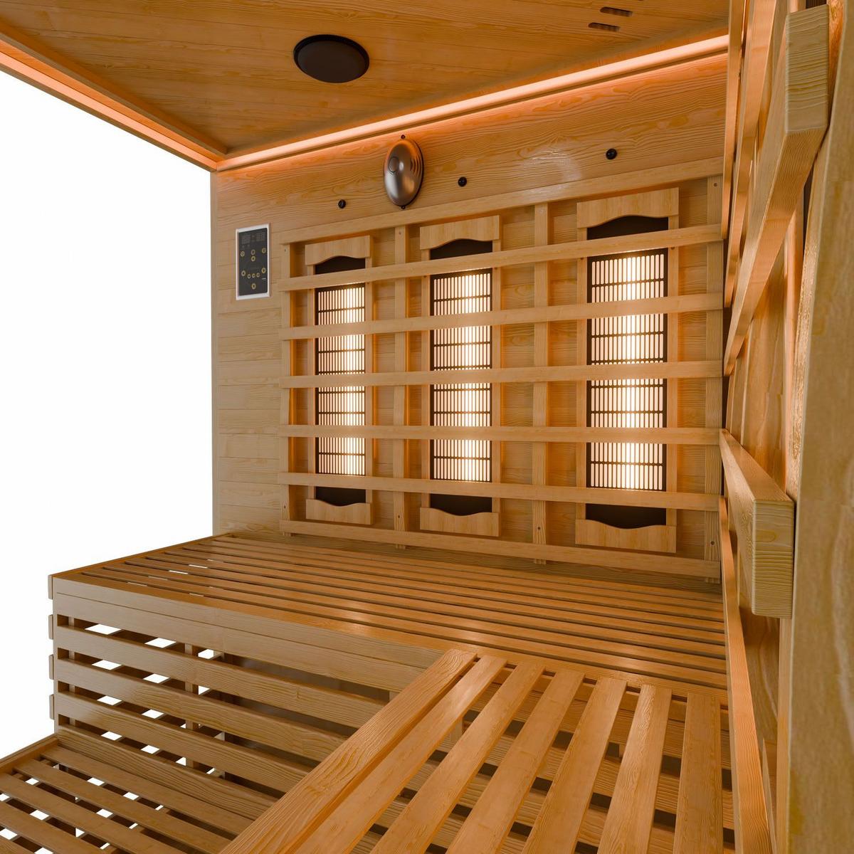 INFRAROTKABINE Kiruna150 mit Dual Technologie & Hemlockholz - Naturfarben, Holz (150/200/150cm) - Artsauna