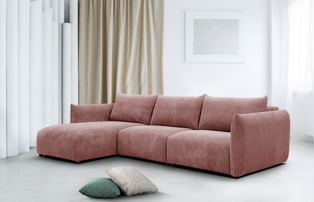 ECKSOFA TAUER 5-Sitzer, altrosa - Altrosa/Schwarz, Holzwerkstoff/Kunststoff (173/294cm) - Wozimo