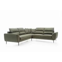 ECKSOFA SETTE Grün Velours-Stoff mit Schlaffunktion - Grün, Holz (265/265cm) - MASSENO
