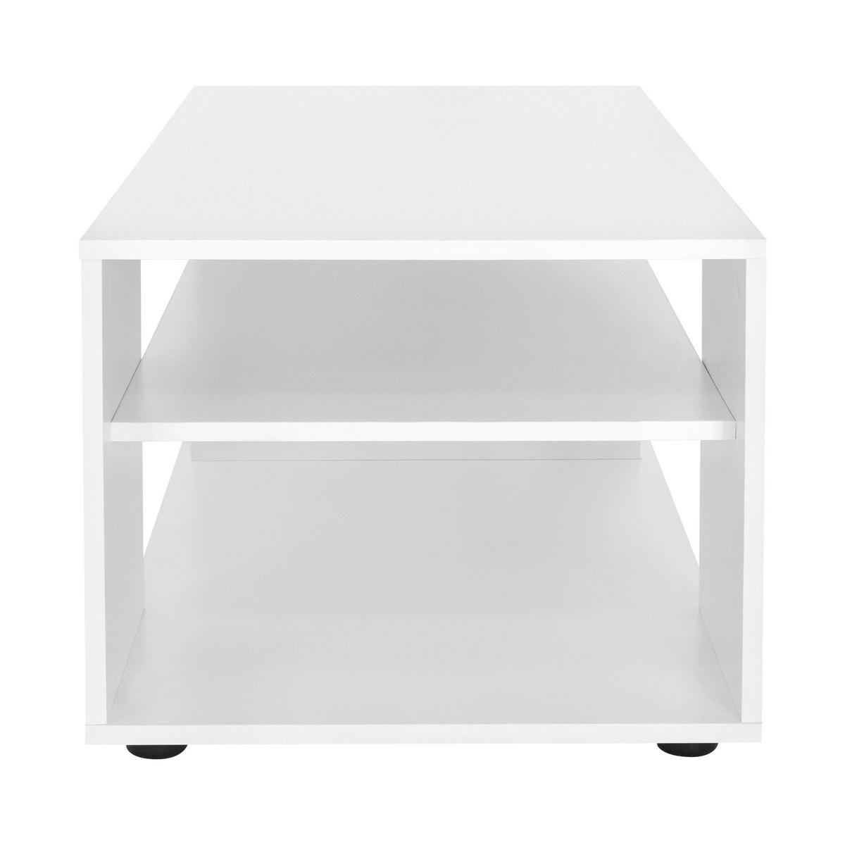 COUCHTISCH 110x50x41 cm Weiß mit 3 Etagen modern - Weiß, Holzwerkstoff (110/50/41cm) - ML-DESIGN