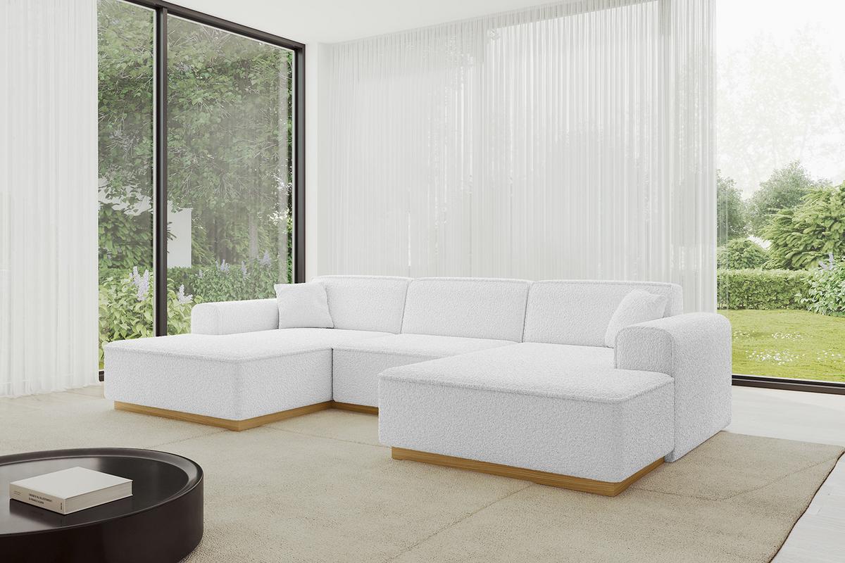 WOHNLANDSCHAFT IREA-U1-v2 - 301x165x80 cm Weiß - Weiß, Holzwerkstoff/Textil (301/80/165cm) - ALTDECOR