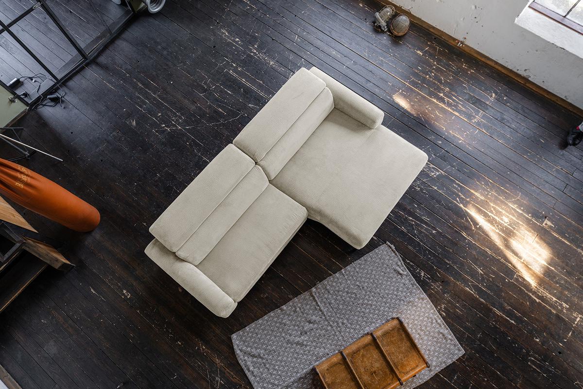 ECKSOFA LAISKA Cremeweiß Cord - Creme/Schwarz, Textil/Metall (282/177cm) - KAWOLA