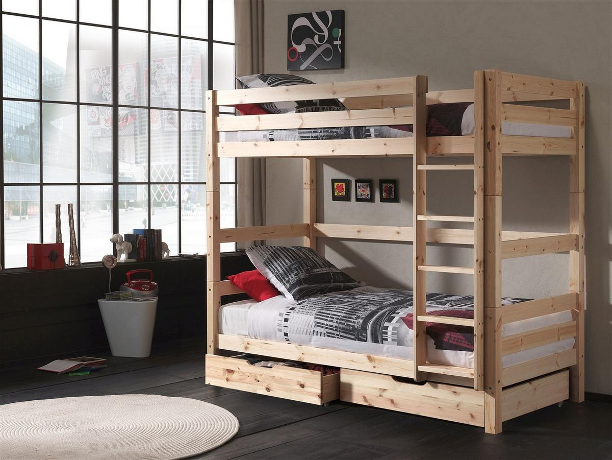 ETAGENBETT Karolina 210x182x105 aus Massivholz in natur - Kieferfarben, Holz (90/200cm) - 58aufmkessel