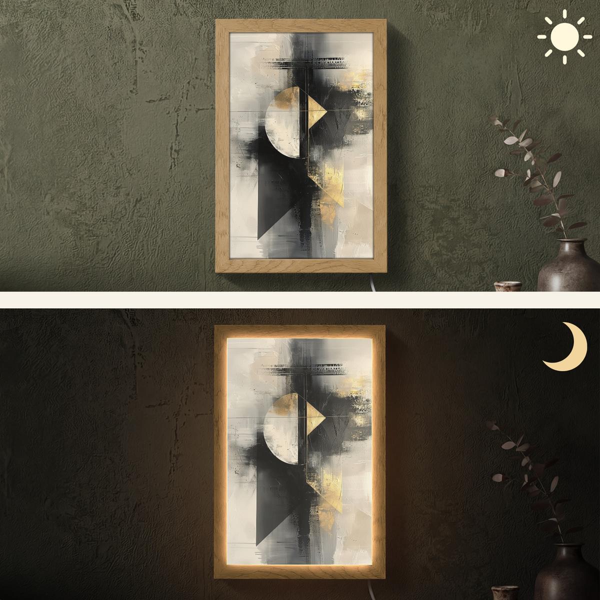 WANDLEUCHTE Abstrakt - Schwarz - Farbe - Modern 20x30 cm - Grau, Holzwerkstoff (20/30/8cm) - OnlyWow