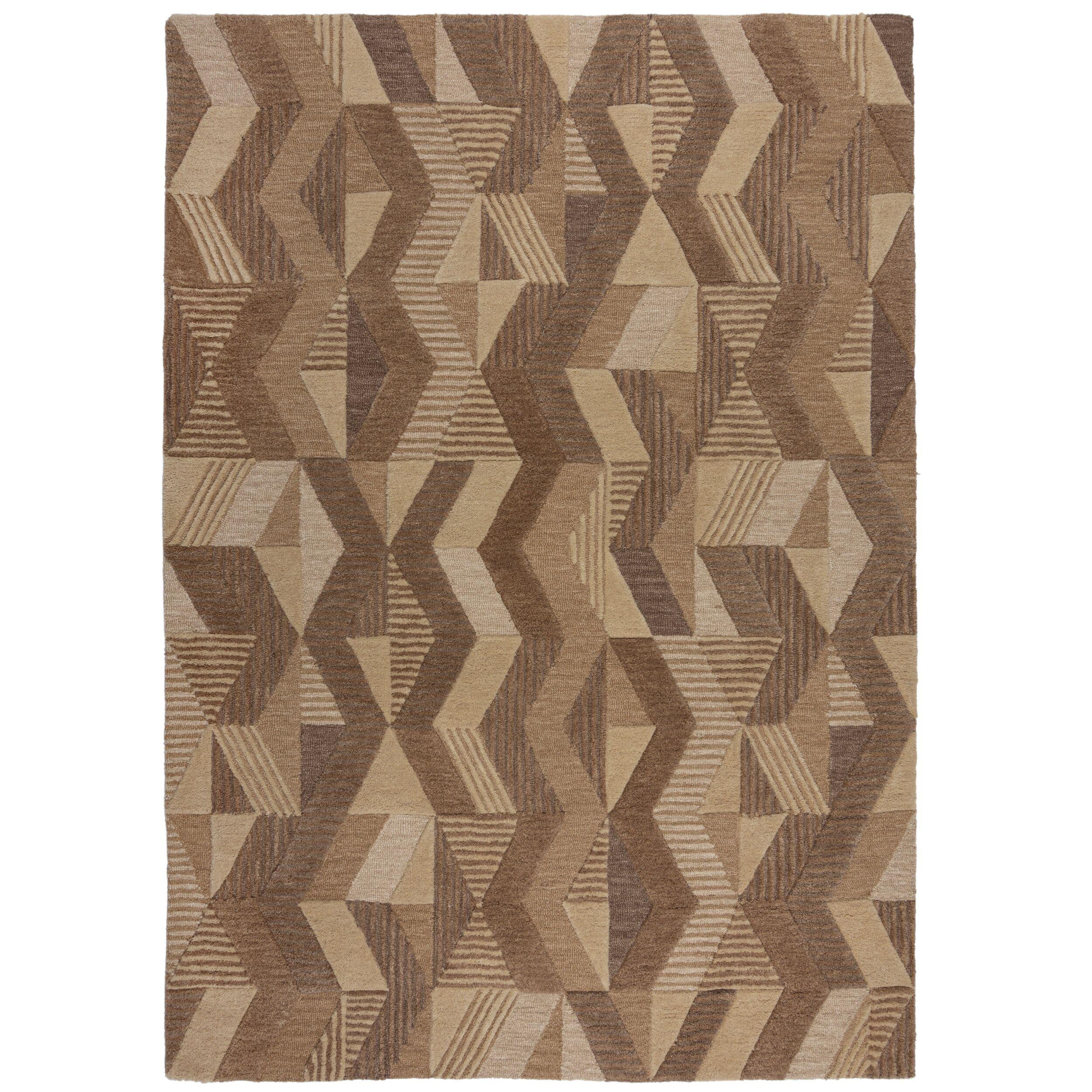 WOLLTEPPICH ESK, geometrisch, Braun, 120 x 170 cm - Braun, Textil (120/170cm) - KADIMA DESIGN