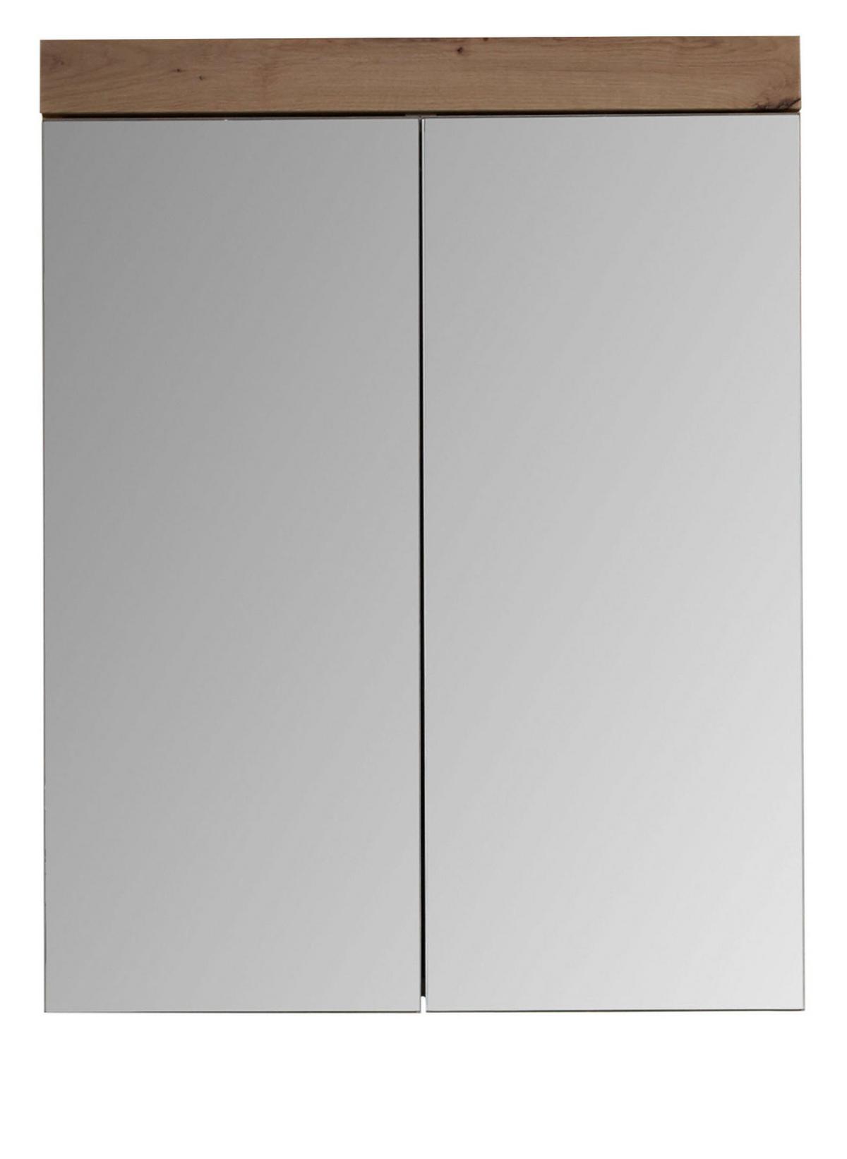 SPIEGELSCHRANK Asteiche 60 x 77 cm 2-türig, Badschrank modern - Eichefarben, Glas/Holzwerkstoff (60/77/17cm) - Top.Furn