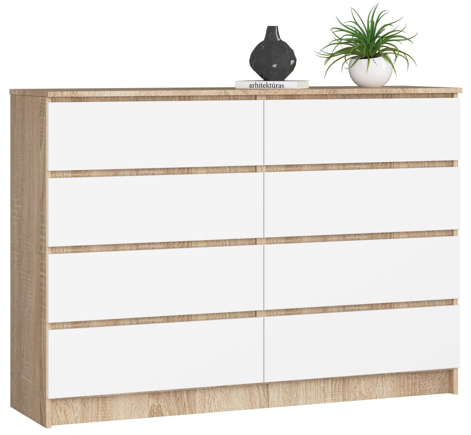 KOMMODE Eiche Sonoma, Weiß 99/138/40 - Weiß, Holzwerkstoff (138/99/40cm) - RAUMHIRSCH FURNITURE