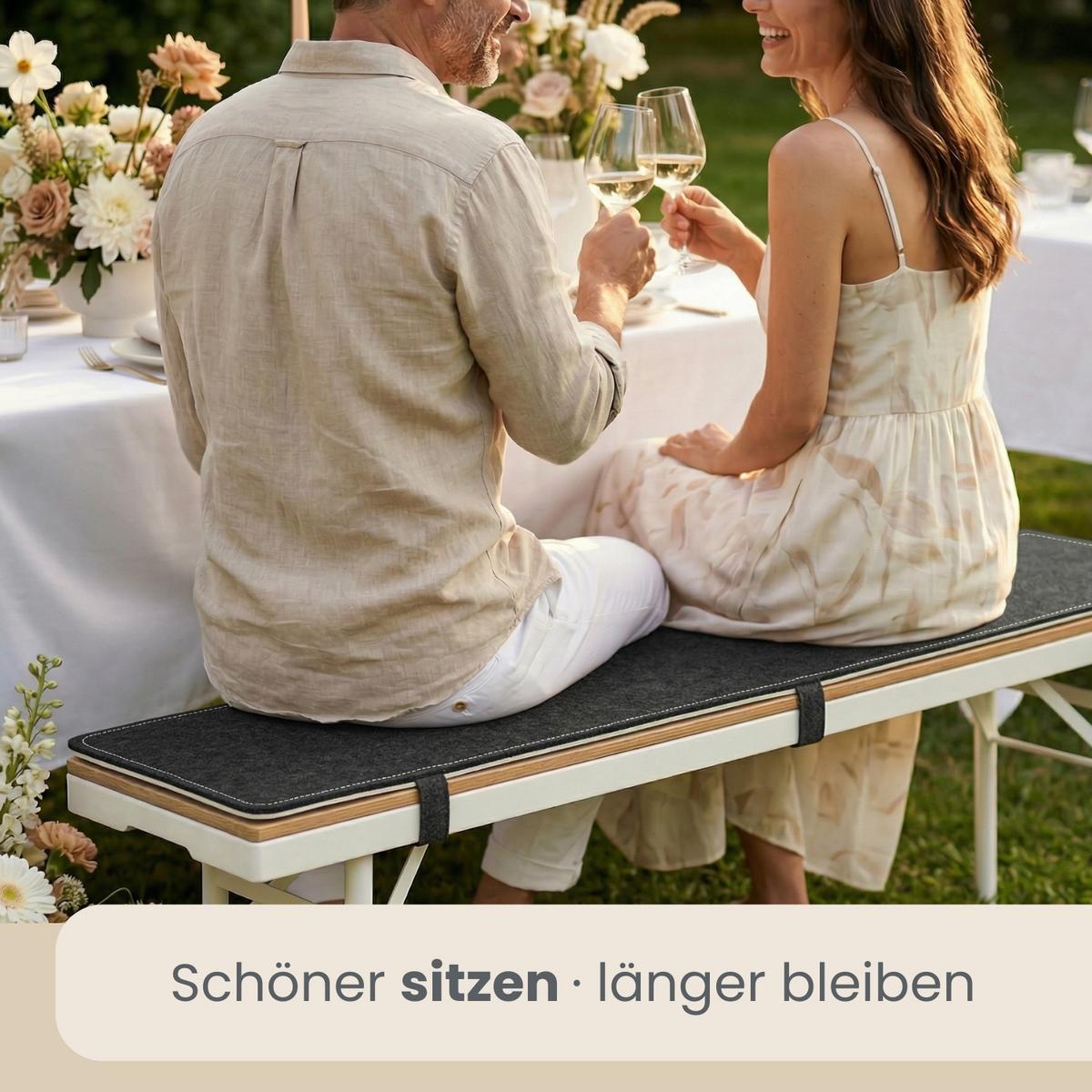 BIERBANKAUFLAGE Filz, 2er Set, Anthrazit, 220/25/0,8 cm - Schwarz, Kunststoff (25/1/220cm) - Dunedesign