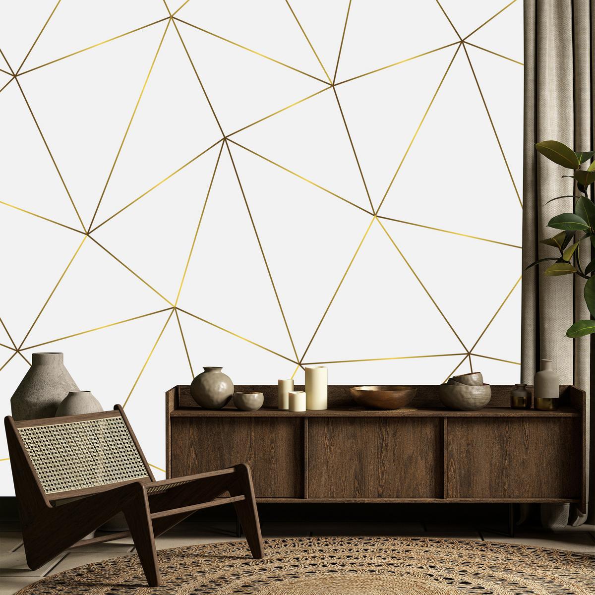 FOTOTAPETE Geometrische Abstraktion Glamour Stil 350x256 - Gelb/Beige, Papier (350/256cm) - Muralo