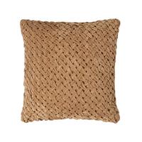 SAMTKISSEN Sofia sand 45/45 cm in Flechtoptik - Sandfarben, Textil (45/45cm) - Homescapes