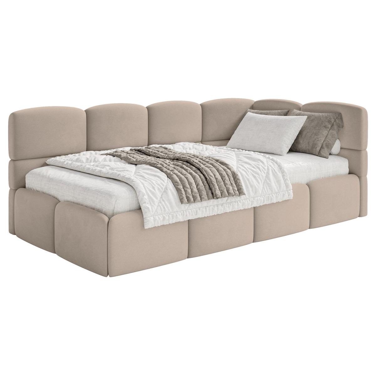 JUGENDBETT Cloudy Beige 120 x 200 cm - Beige/Schwarz, Kunststoff/Textil (120/200cm) - Selsey