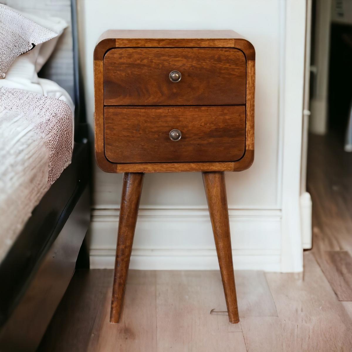 NACHTTISCH aus Massivholz - Messingfarben/Braun, Holz/Metall (30/55/30cm) - Artisan Furniture