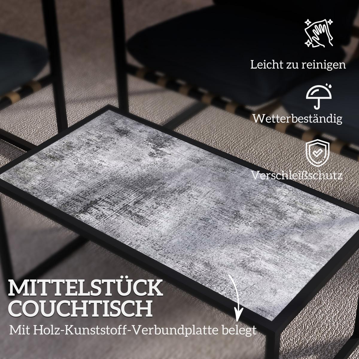 STAHL Gartenmöbel Set 4 Personen wetterfest Balkonmöbel-Set mit 2er Sofa Grau - Grau, Metall - Outsunny