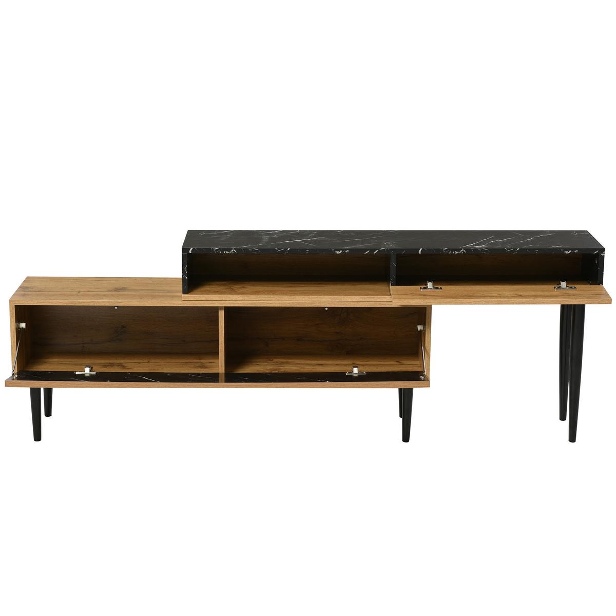 TV-SCHRANK Schwarz und Braun 129-200/26.5/58 cm - Braun, Holzwerkstoff (26.5/58/200cm) - Urban Meuble