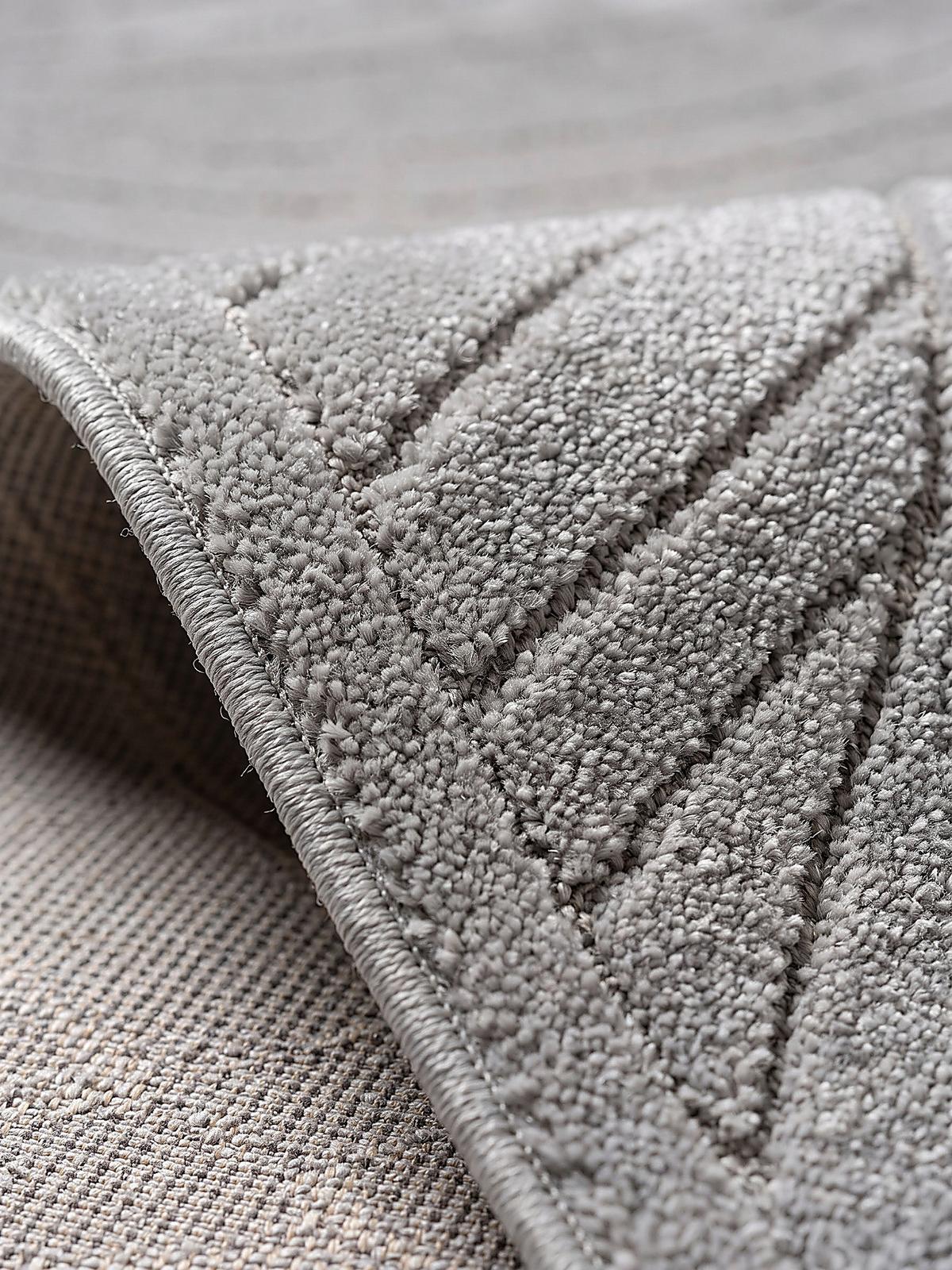 TEPPICH Outdoor, Fußbodenheizung-geeignet, mit Blattmotiv, ENGADIN in Silbergrau, 120 x 170 cm - Grau, Textil (120/170cm) - KADIMA DESIGN