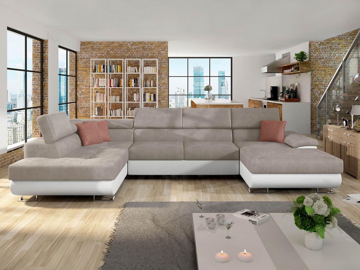 WOHNLANDSCHAFT Cotere Bis, Seite: Links - Beige, Holz (345/91/202cm) - MIRJAN24