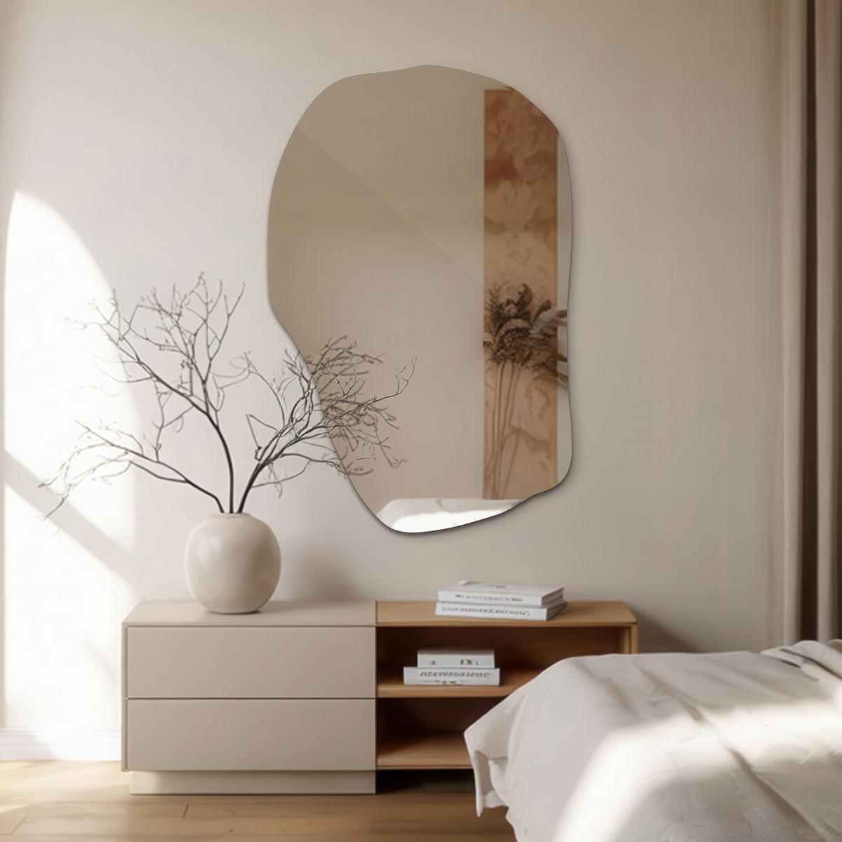 SPIEGEL Asymmetrisch 100x65 cm - Transparent, Glas (65/100/0.4cm) - Wallfluent