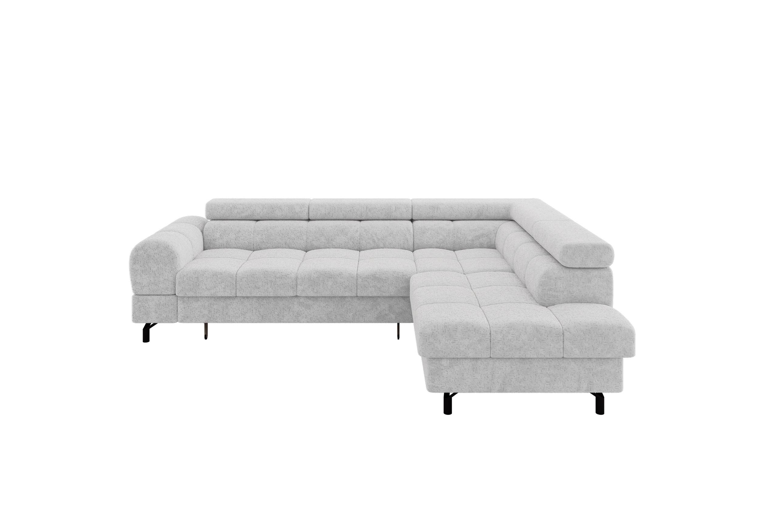 ECKSOFA mit Schlaffunktion Ottomane Rechts LUMA-L 272x203x70 Grau Velours - Schwarz/Grau, Holzwerkstoff/Kunststoff (203/272cm) - ALTDECOR
