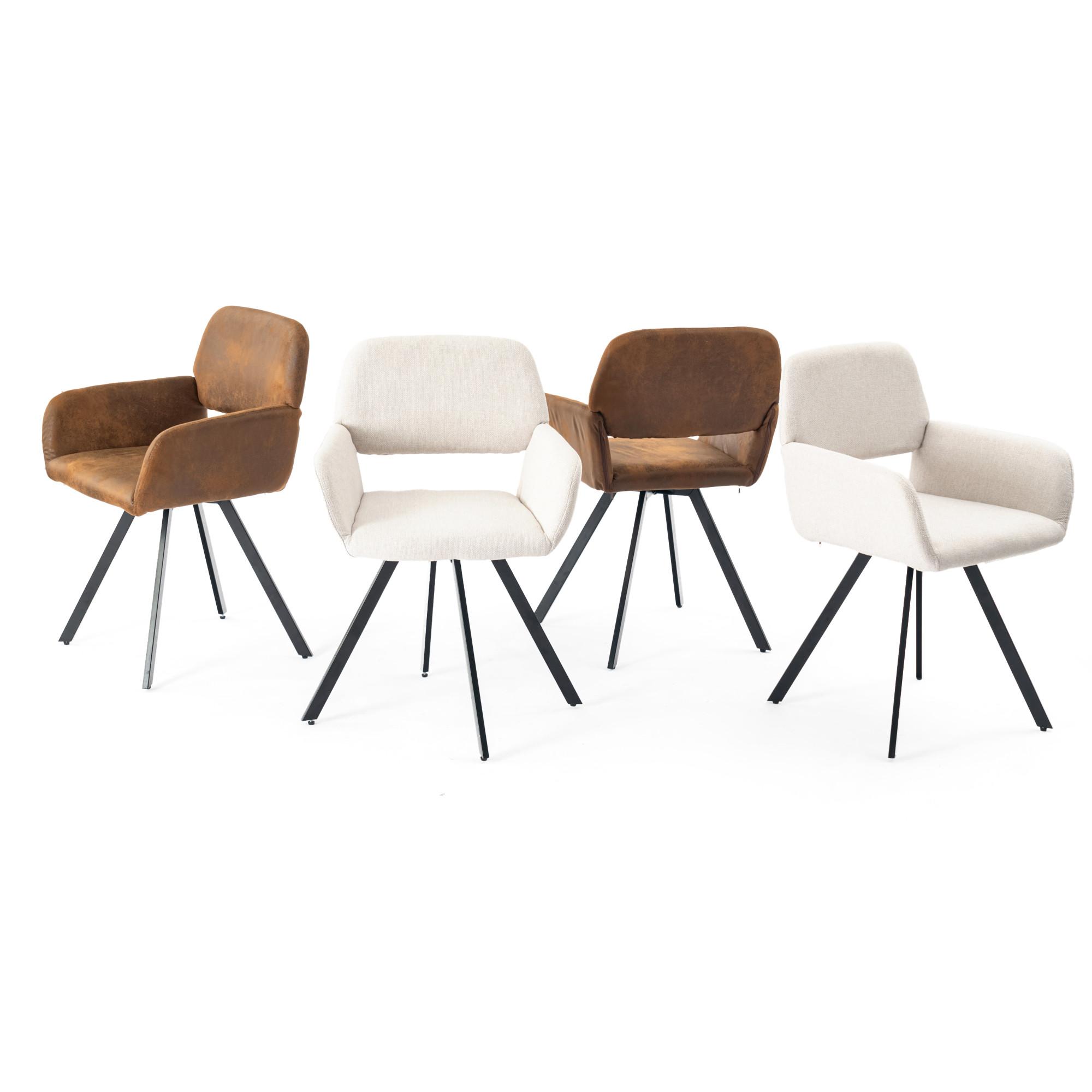 ARMLEHNSTUHL-SET 4 Stück Braun und Beige - Beige/Braun, Holzwerkstoff/Textil (57/82/53cm) - Urban Meuble