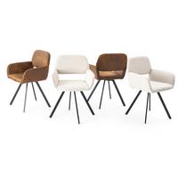 ARMLEHNSTUHL-SET 4 Stück Braun und Beige - Beige/Braun, Holzwerkstoff/Textil (57/82/53cm) - Urban Meuble
