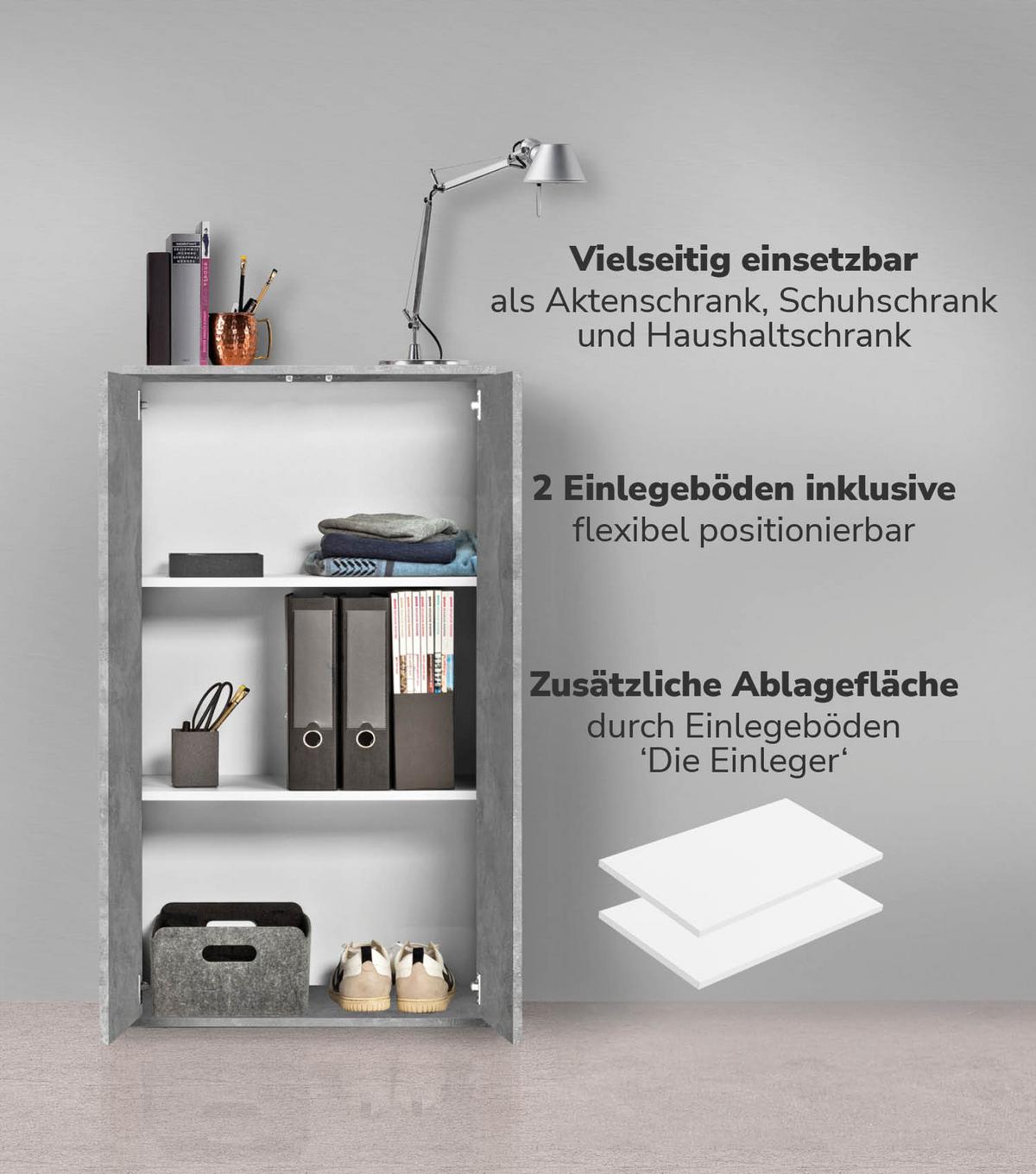 MEHRZWECKSCHRANK Der Schlanke - Grau, Holzwerkstoff (60/110/34cm) - Mokebo
